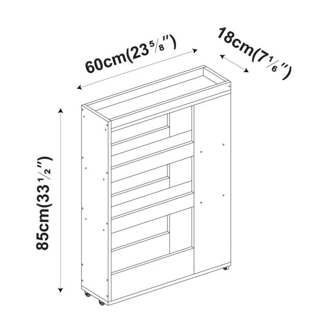 Slim Wooden Kitchen Storage Trolley