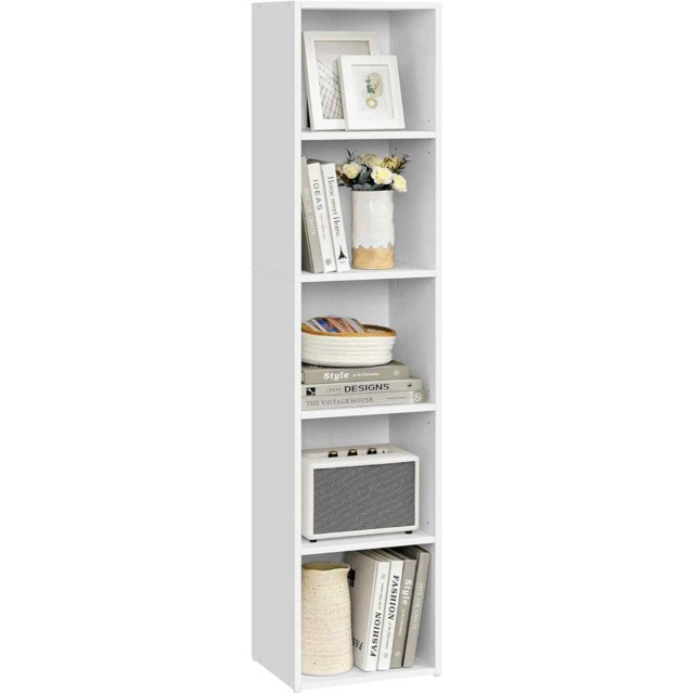 Open 5-Tier Bookshelf, Freestanding Storage Shelving Unit for Living Room, Dining Room and Home Office, Cloud White