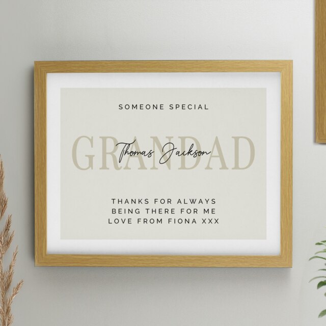 Personalised Free Text Oak Poster Frame Brown One Size