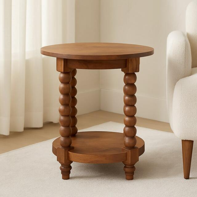 Artisan Furniture Solid Wood Barley Twist Round Side Table