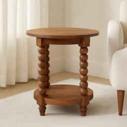 Artisan Furniture Solid Wood Barley Twist Round Side Table