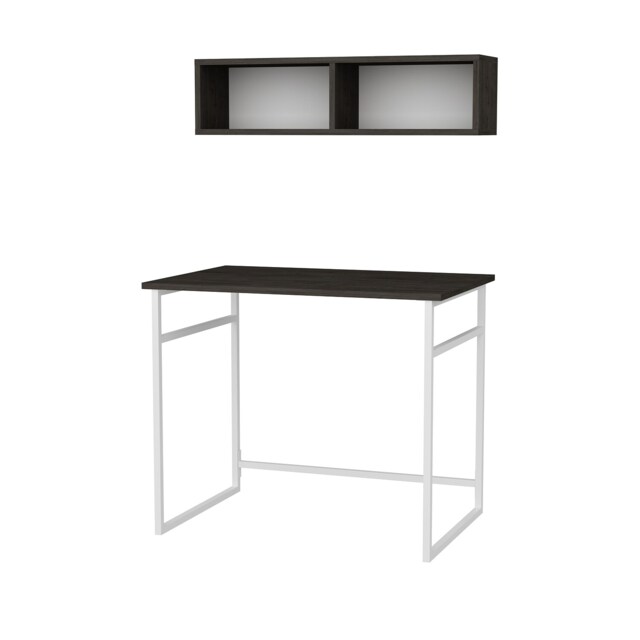 Decorotika Hussum Metal Frame Computer Desk with Wall Shelf - 90 cm W x 75 cm H x 60 cm D