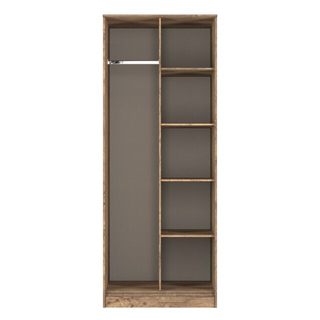 Toledo Tall Open Wardrobe in White Matt & Vintage Oak (Ready Assembled) White White Matt & Vintage Oak