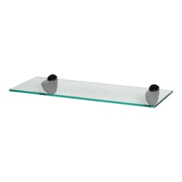 Harbour Housewares Floating Glass Shelf - 50cm - Metallic Brackets - Bathroom Shower Storage Vanity Display Unit Shelf Black Black 1