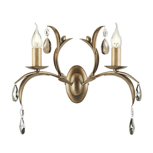Lily 2 Light Indoor Candle Wall Light Metallic Bronze Floral Leaves Design