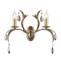 Lily 2 Light Indoor Candle Wall Light Metallic Bronze Floral Leaves Design