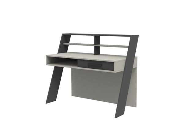 Decorotika Soho Computer Desk with Open Shelves and Drawer - W 123 cm x H 104 cm x D 59 cm