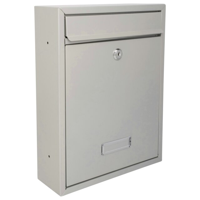 Burg-Wachter Trent Wall Mounted Galvanised Steel Lockable Post Box - 26x34x9cm Silver