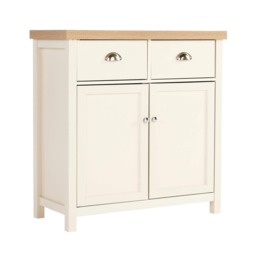Sideboard 2 Door 2 Drawer Storage Cupboard Shelf 36mm Oak Top White
