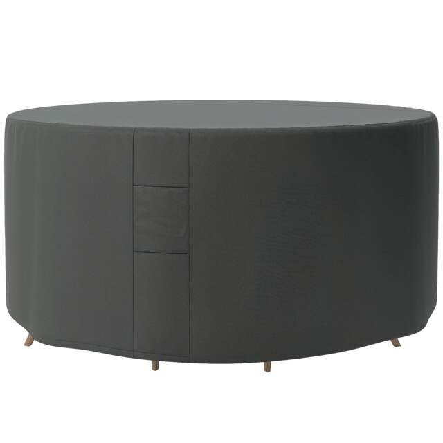 Outsunny Large Outdoor Set Round Cover Garden Furniture Waterproof Black Black