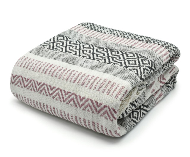 Velosso Check Cotton Tassel Throw - 228cm x 254cm Pink