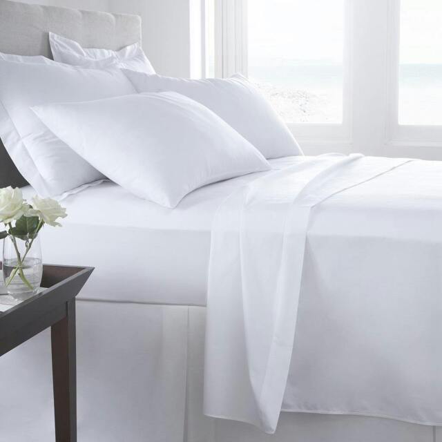 Egyptian Cotton 400TC Fitted Sheet Extra Deep 16 Inch and Pillowcase Pair White White White Double 1