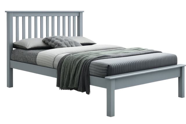 5ft King Size Grey Wood Wooden Bed Frame.Low foot end Grey King