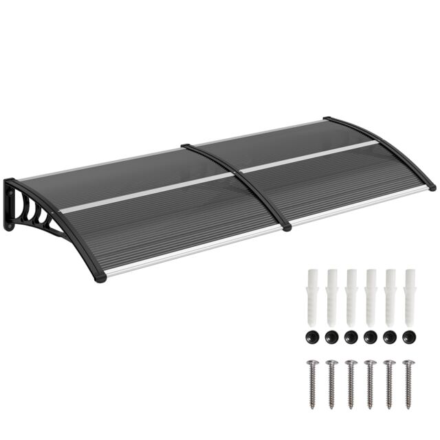 Outsunny Door Canopy Awning Outdoor Window Rain Shelter for Door 196 x 75cm Black Black 1