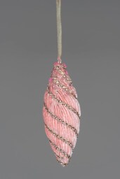 15cm Nut Shape Bauble Baby Pink - Christmas Hanging Decoration