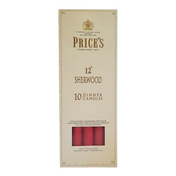 "Prices 12"" Sherwood Candle Red Pack Of 10"