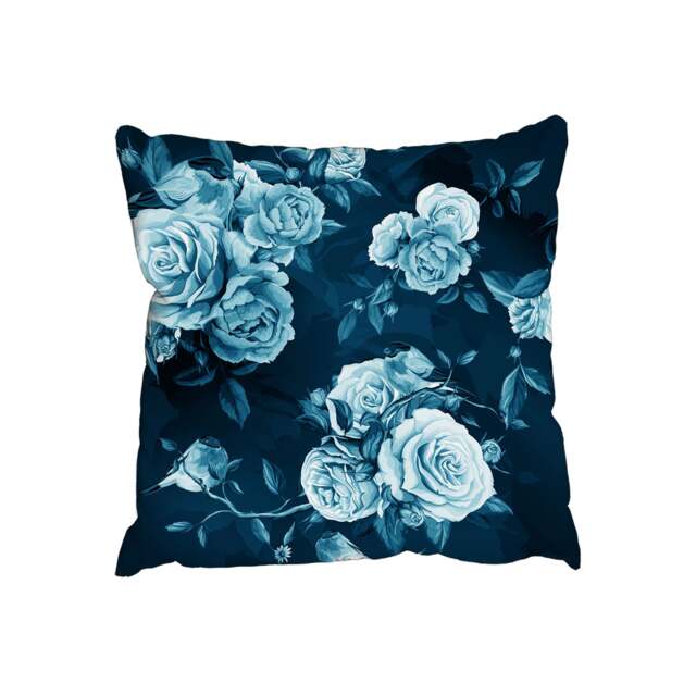 Cushions - Roses, peony with leaves and bird on dark (Cushion) Multi