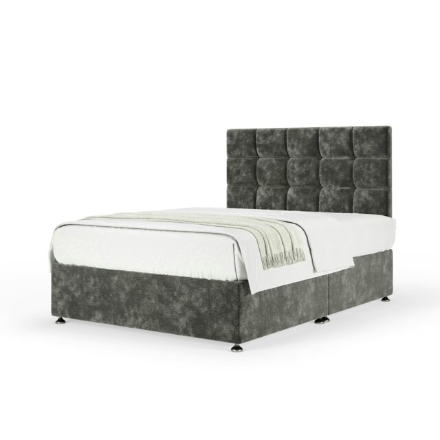 Majestic 1000 Pocket Sprung Charcoal Chenille Divan Set And Pearl Headboard King Size