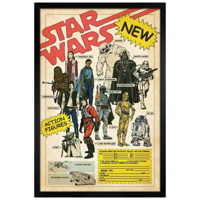 Black Wooden Framed Star Wars (Action Figures) Maxi Poster Multi