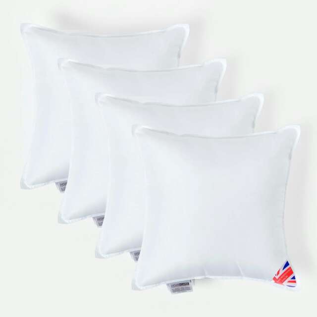 "Homescapes Luxury Super Microfibre Cushion Pad Insert Inner 40 x 40 cm (16 x 16 inches) - Pack of 4 White 40 x 40 cm (16 x 16"")"