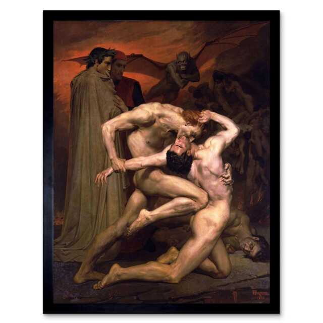 William Adolphe Bouguereau Dante Virgil Hell Old Framed Wall Art Print