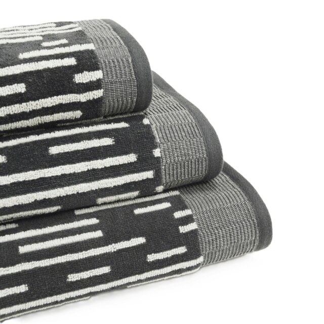 Barcode Stripe Pop Up Zero Twist Towels Grey Bath towel