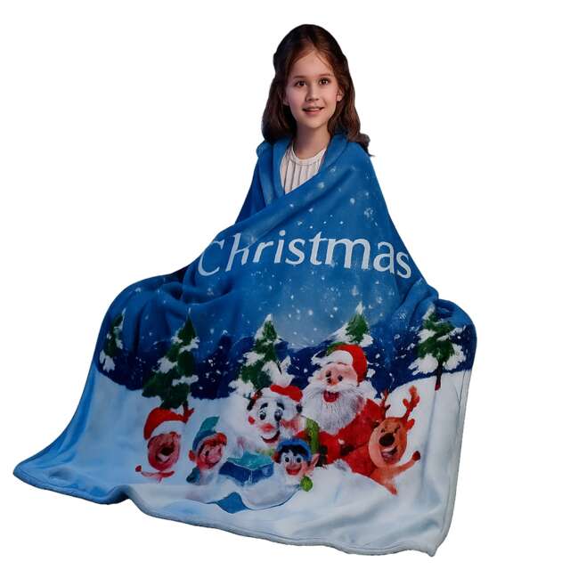 Gr8 Home Christmas Fleece Santa 1 Design Blanket Large Xmas Flannel Throw 130 x 150cm