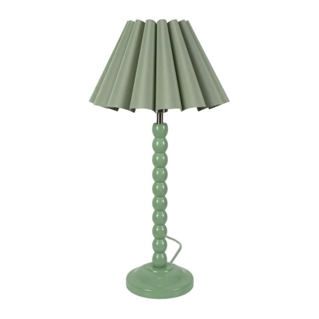 ValueLights Bobbins Sage Green Table Lamp Green Scallop Taper Shade