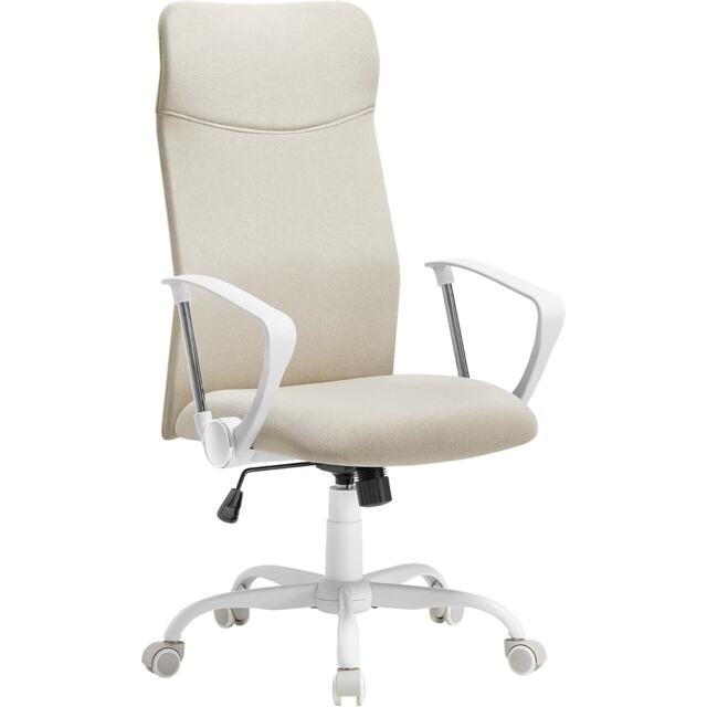 Ergonomic Swivel Office Desk Chair with Adjustable Height, Upholstered Seat and Tilt Function, Cappuccino Beige