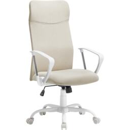 Ergonomic Swivel Office Desk Chair with Adjustable Height, Upholstered Seat and Tilt Function, Cappuccino Beige