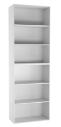 Wide 6-Tier Bookcase White 1