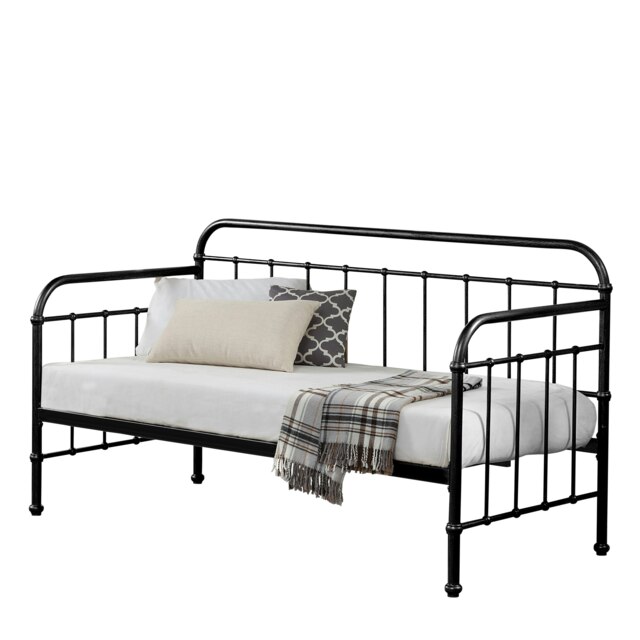 Ickleford Industrial Living Room Bedroom Black Metal Day Bed Frame (Single)