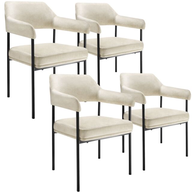 Armchair Doe - durable fabric, black powder-coated legs, 120 kg load, 58 x 62 x 85 cm White velvet look off-white 4