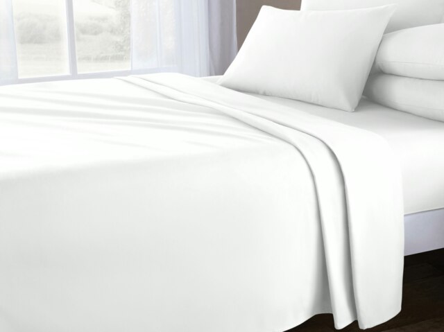 Sweet Dreams 200 Thread Count Percale Cotton Flat Sheet White White Single