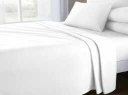 Sweet Dreams 200 Thread Count Percale Cotton Flat Sheet White White Single