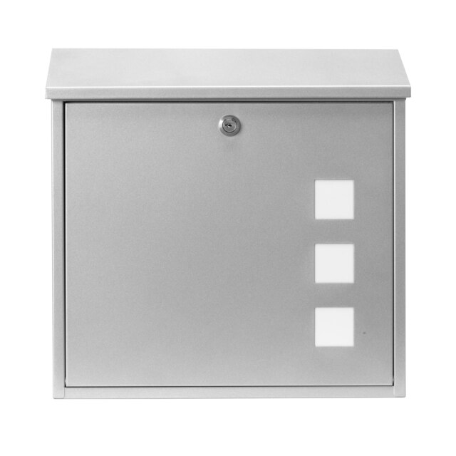 Burg-Wachter Aire Wall Mounted Galvanised Steel Lockable Weatherproof Post Box - 37x37x11cm Silver