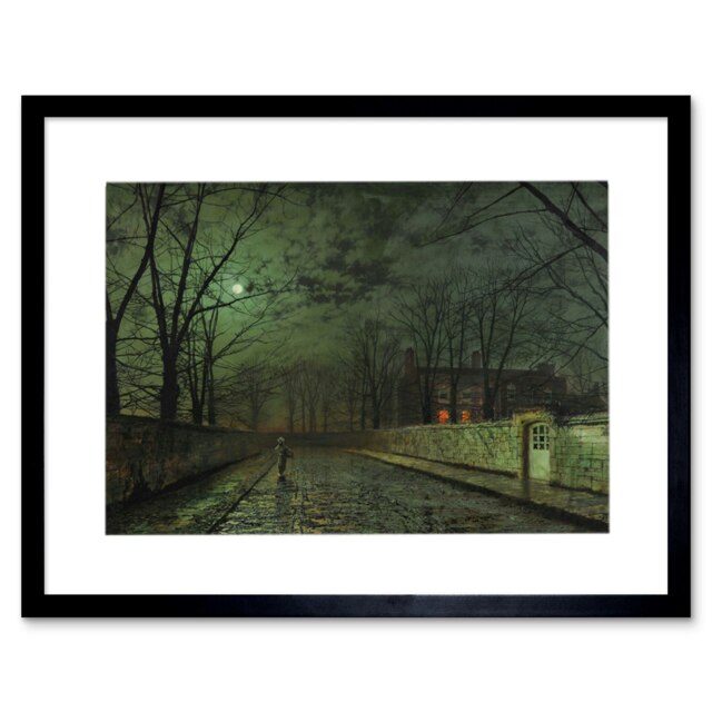 "John Atkinson Grimshaw Moonlit Street Painting 12x16"" Framed Wall Art Print"