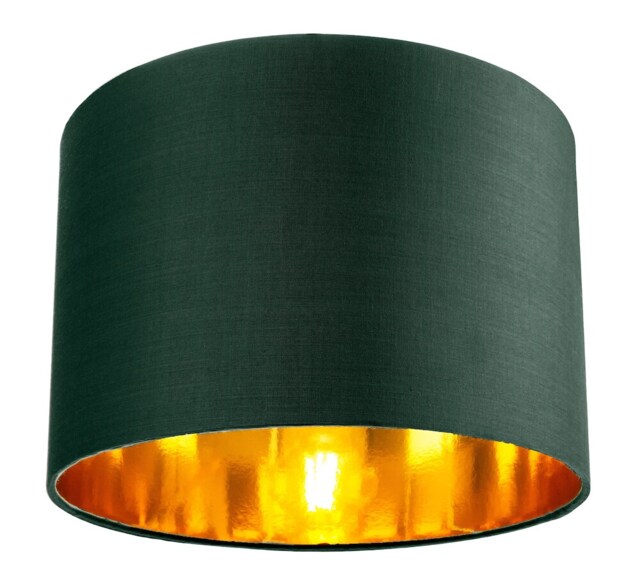 "Contemporary Green Cotton 10"" Table/Pendant Lamp Shade with Shiny Copper Inner Green Forest Green 1"