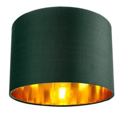"Contemporary Green Cotton 10"" Table/Pendant Lamp Shade with Shiny Copper Inner Green Forest Green 1"