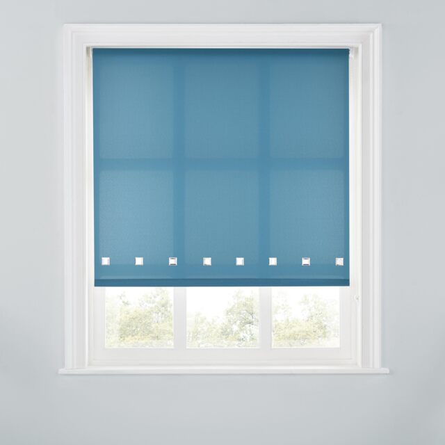 A.Unique Home Premium Quality Trimmable Square Eyelet Window Roller Blind - 6FT - BLUE STONE - 180CM (W) x 170CM (L)
