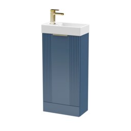 Balterley Floor Standing Cloakroom Vanity Basin Unit with Handle Compact Bathroom Storage Blue Satin Blue 781 x 400 x 222mm 1
