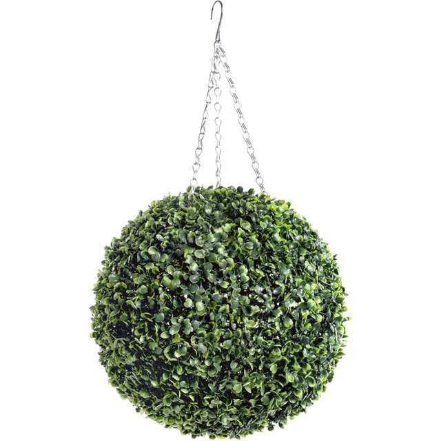 Best Artificial 28cm Green Boxwood Buxus Grass Hanging Basket Topiary Ball - Suitable for Outdoor Use - Weather & Fade Resistant