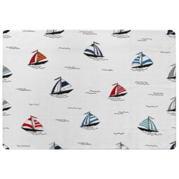 Red & Blue Sailboats Rug Multi