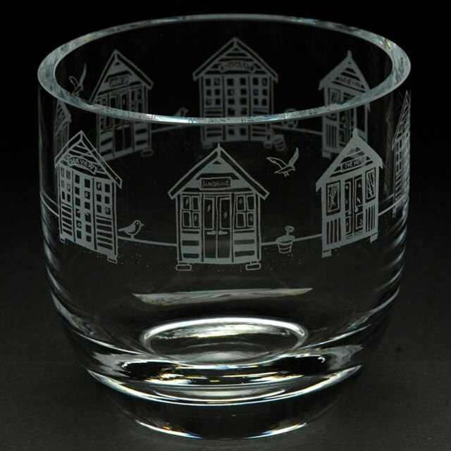 Animo Glass Candle Holder Engraved Pot Beach Huts