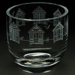 Animo Glass Candle Holder Engraved Pot Beach Huts