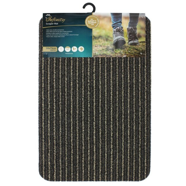 JVL Infinity Scraper Door Mat 50x75cm - Brown