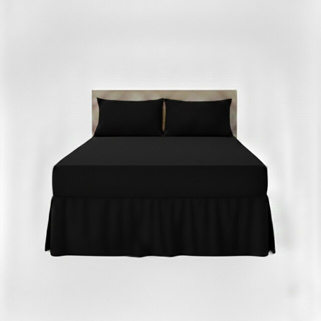 Fitted Valance Bed Sheet Polycotton Mattress Cover And Frill Easy Care Black Double