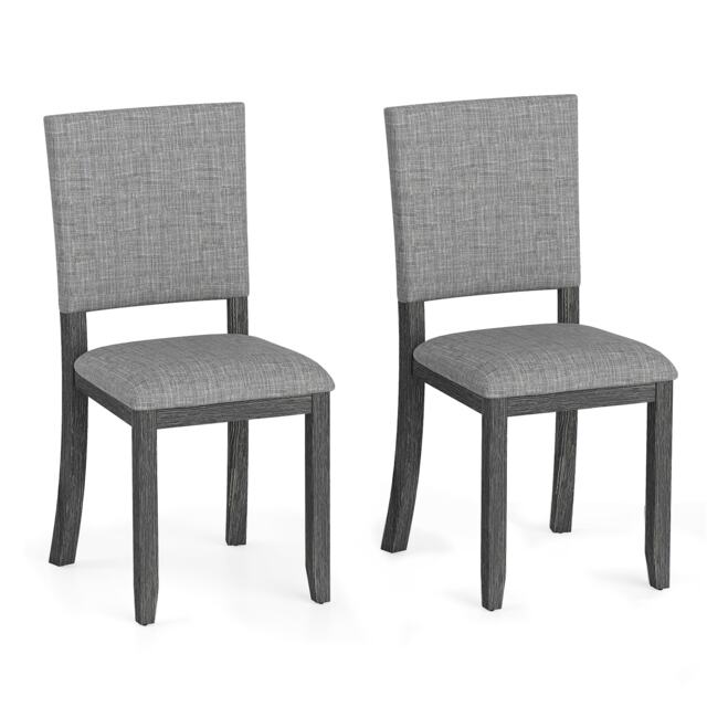 COSTWAY Upholstered Dining Chairs Set of 2 with Soft Padded Seat-Gray