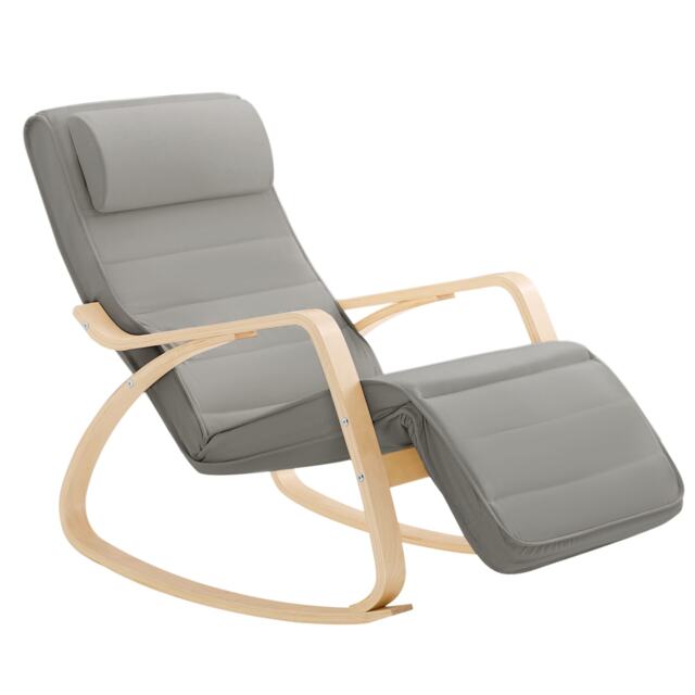 SoBuy FST16-DG,Reclining Rocking Chair for Living Room with Cushion
