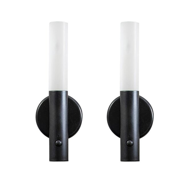 ValueLights Oakley Pair Matte Black Wall Light and Integrated Bulb